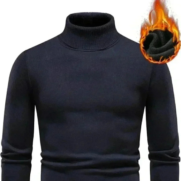 Dark Blue Mens Turtleneck Sweater - Picture 1 of 7